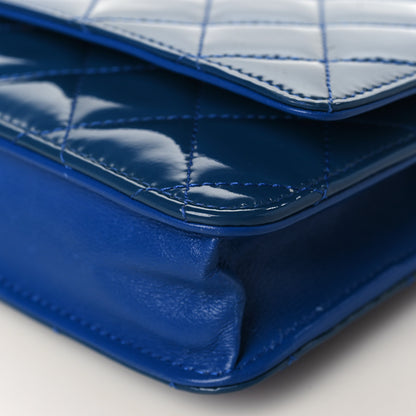 Chanel Patent Quilted Wallet On Chain WOC Dark Blue 9 of 12