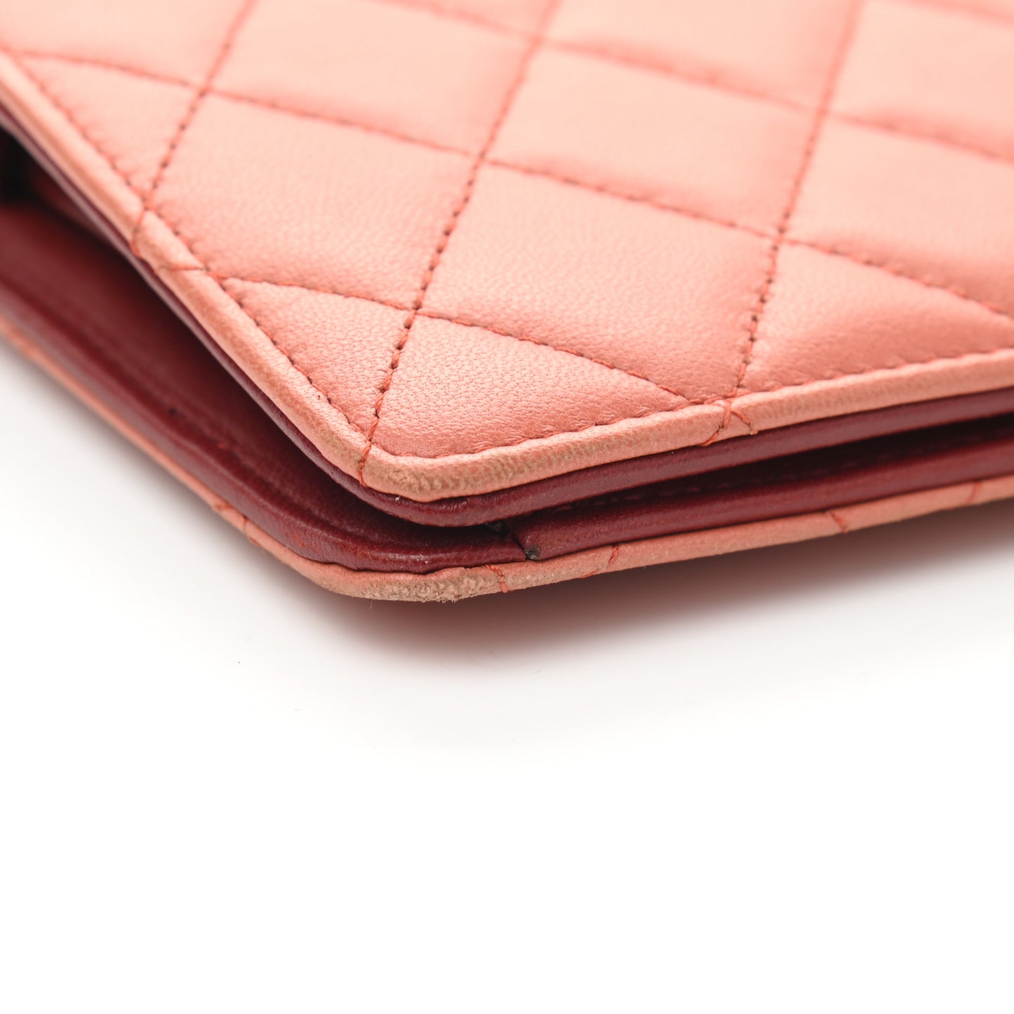 Lambskin Quilted Yen Wallet Orange