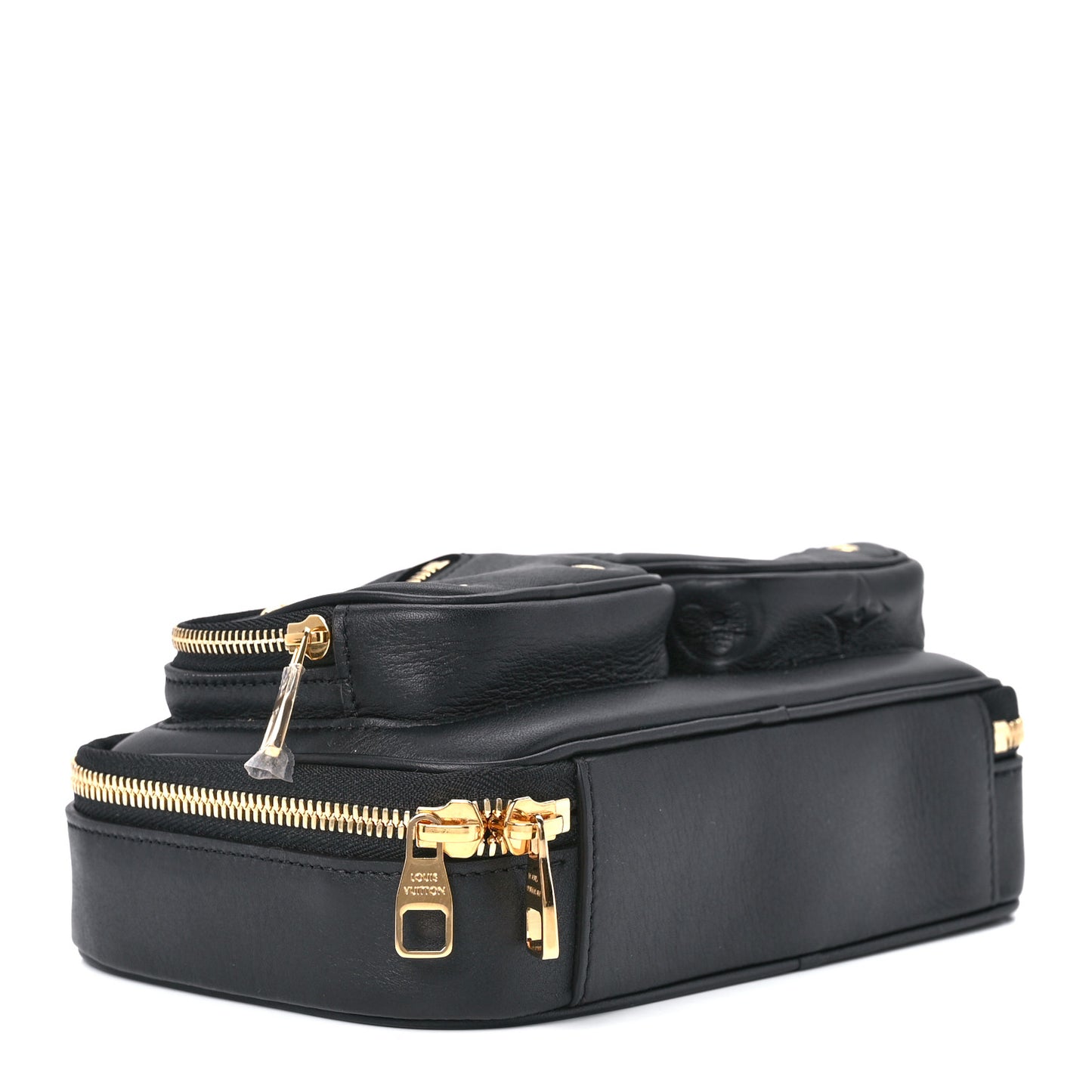 Calfskin Monogram Embossed Utility Crossbody Black