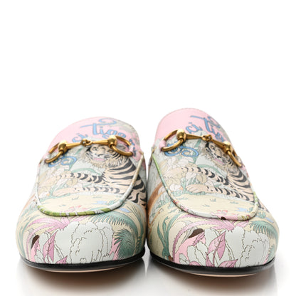 Gucci Calfskin Tiger Savanah Womens Princetown Slippers 37 Pink Green 2 of 8