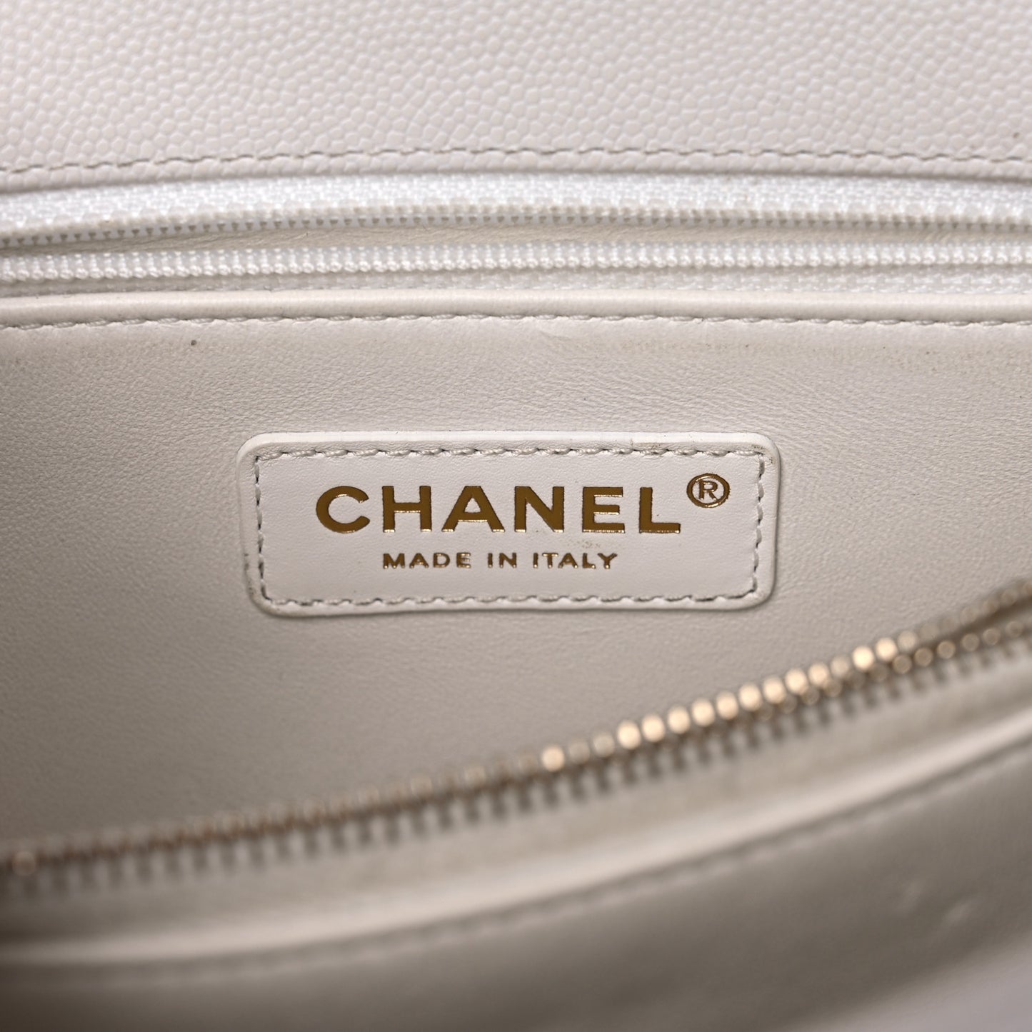 Caviar Quilted Small Coco Handle Flap White