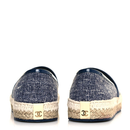 Chanel Fabric Patent Calfskin CC Espadrilles 38 Blue 5 of 9