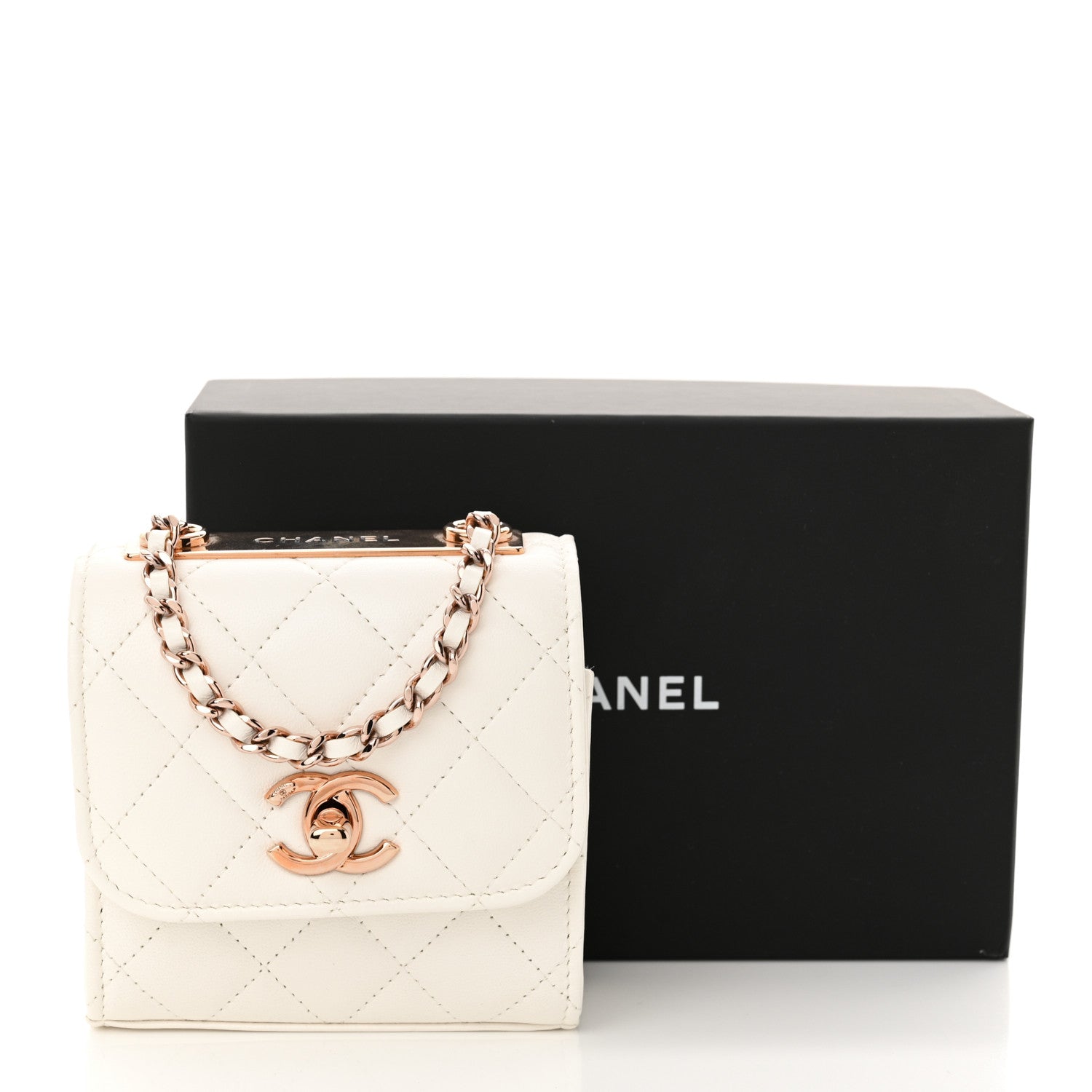 Chanel Lambskin Quilted Mini Trendy CC Clutch With Chain Ecru 11 of 11