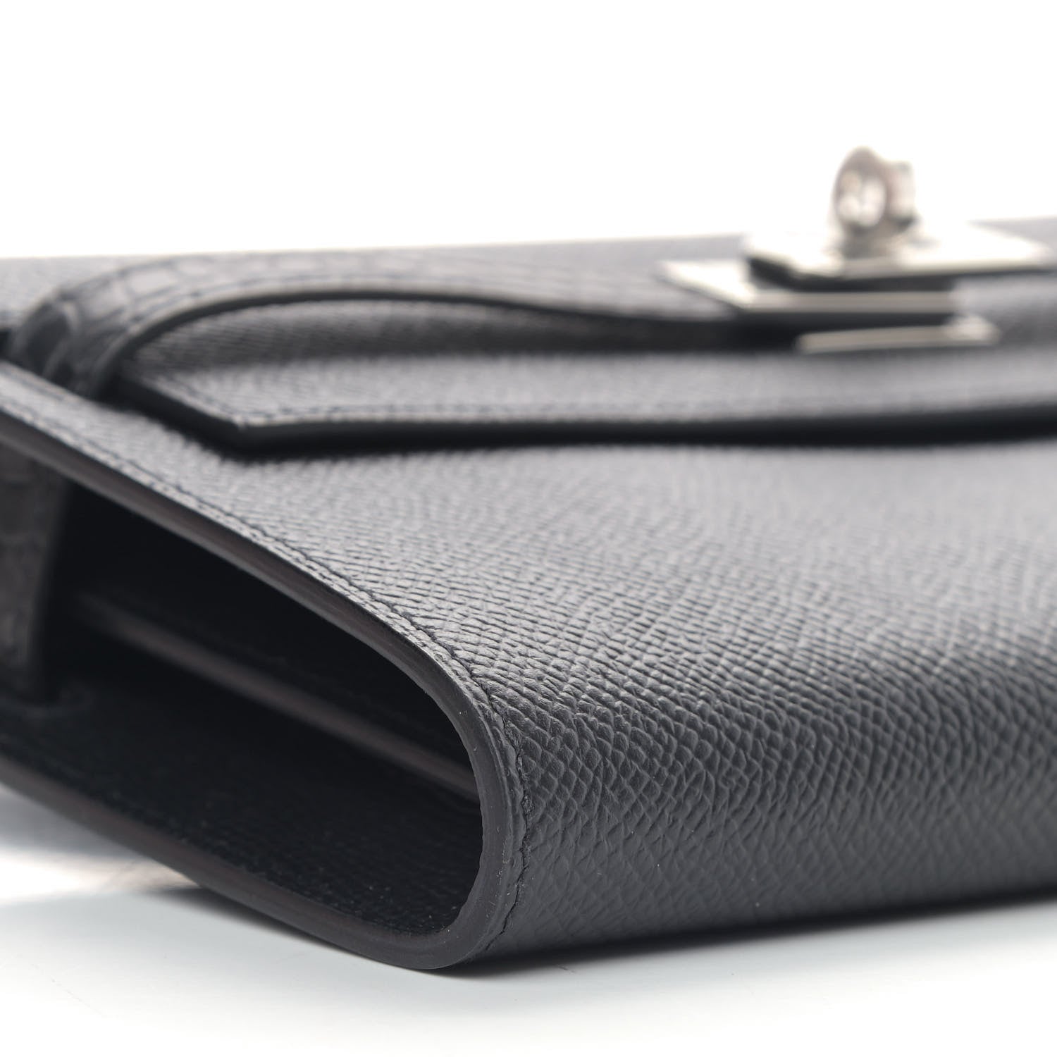 Hermes Epsom Matte Alligator Touch Kelly Wallet To Go Black 6 of 9