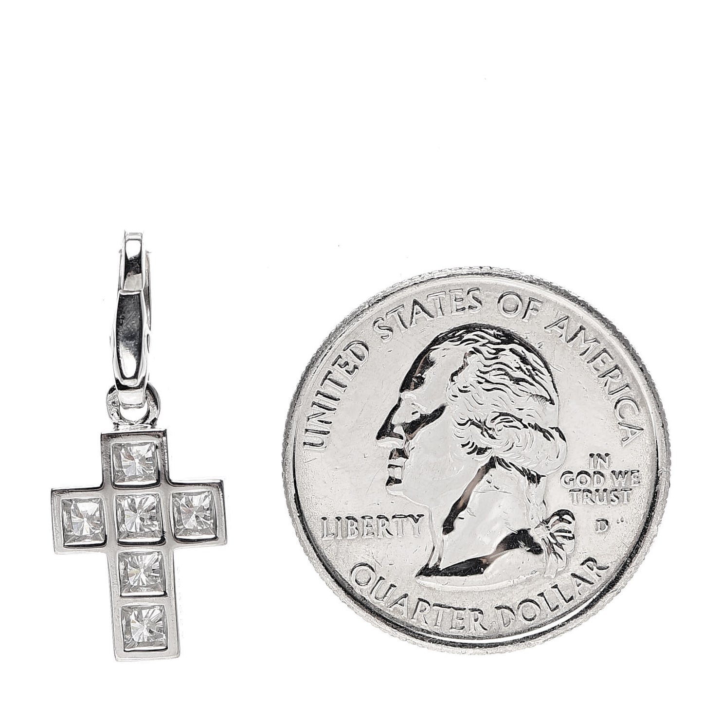 18K White Gold Diamond .84ctw Cross Charm Pendant