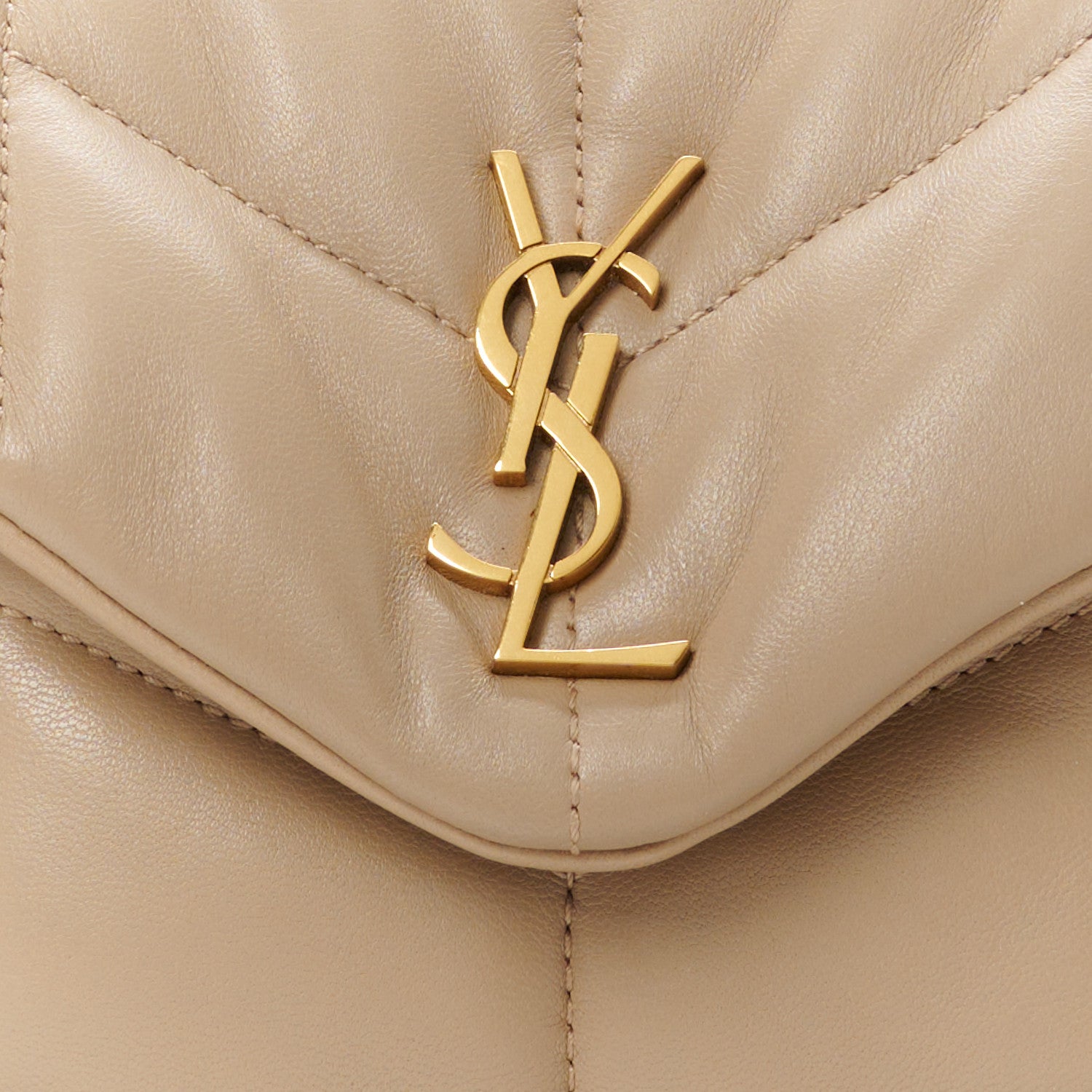 Saint Laurent Lambskin Quilted Toy Loulou Puffer Monogram Chain Satchel Nude Powder 9 of 11