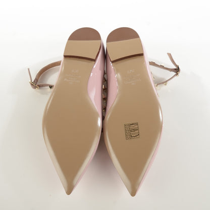 Valentino Garavani Patent Rockstud Cage Ballerina Flats 37.5 Water Rose Poudre 6 of 8