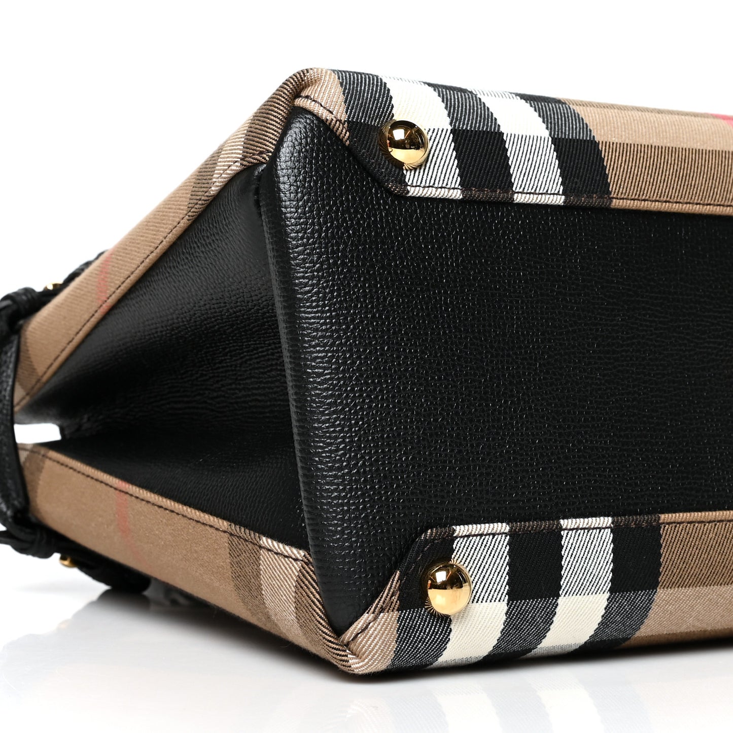 House Check Grainy Calfskin Medium Banner Tote Black