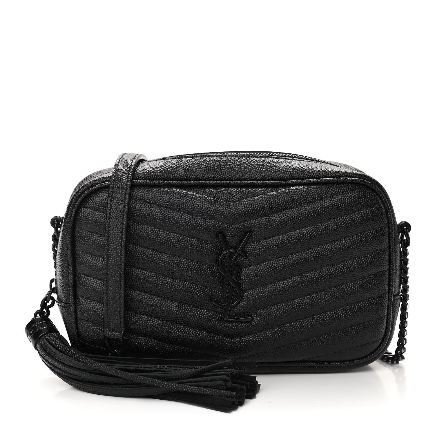 Saint Laurent Grain De Poudre Matelasse Monogram Mini Lou Camera Bag Black 1 of 11