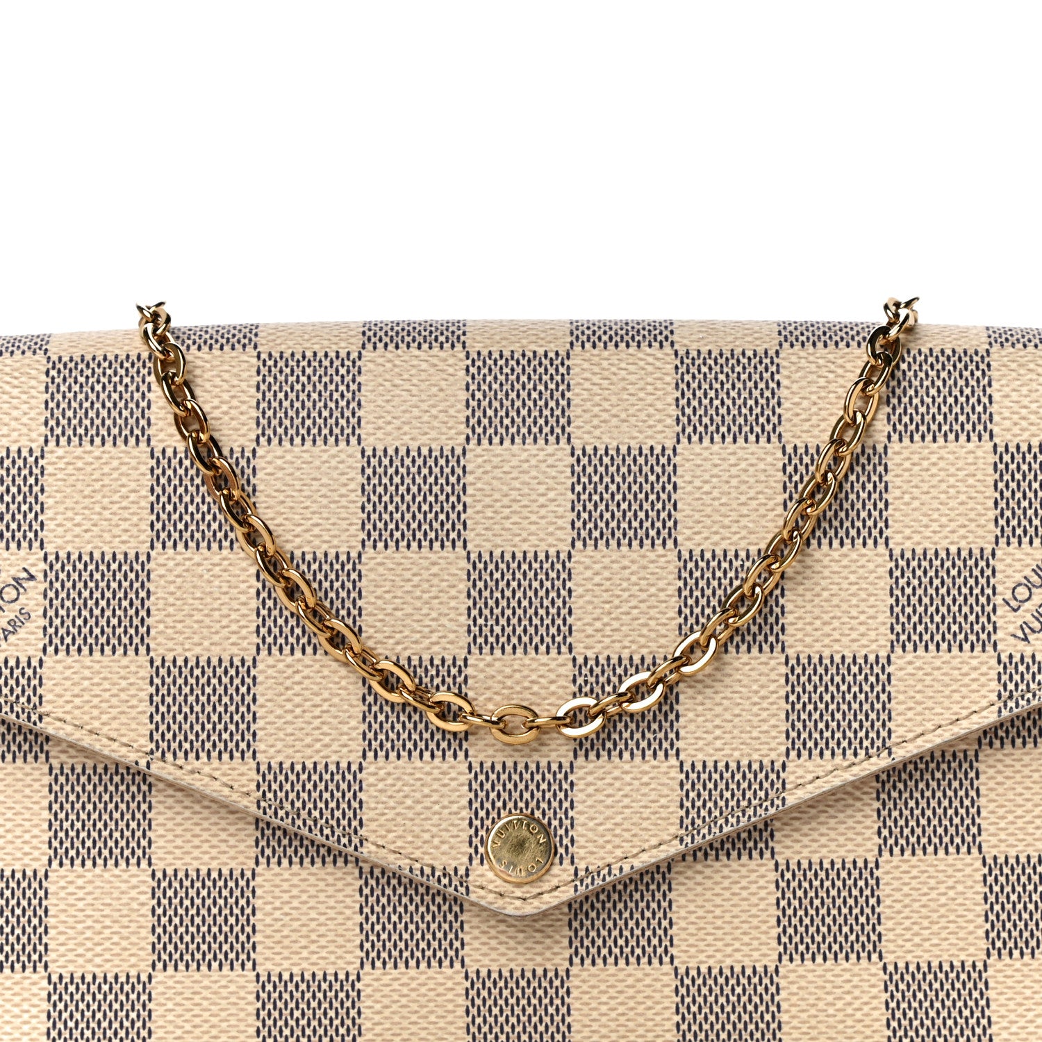 Louis Vuitton Damier Azur Pochette Felicie Chain Wallet Rose Ballerine 9 of 18