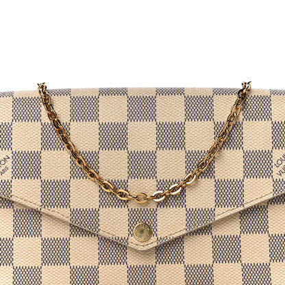 Louis Vuitton Damier Azur Pochette Felicie Chain Wallet Rose Ballerine 9 of 18