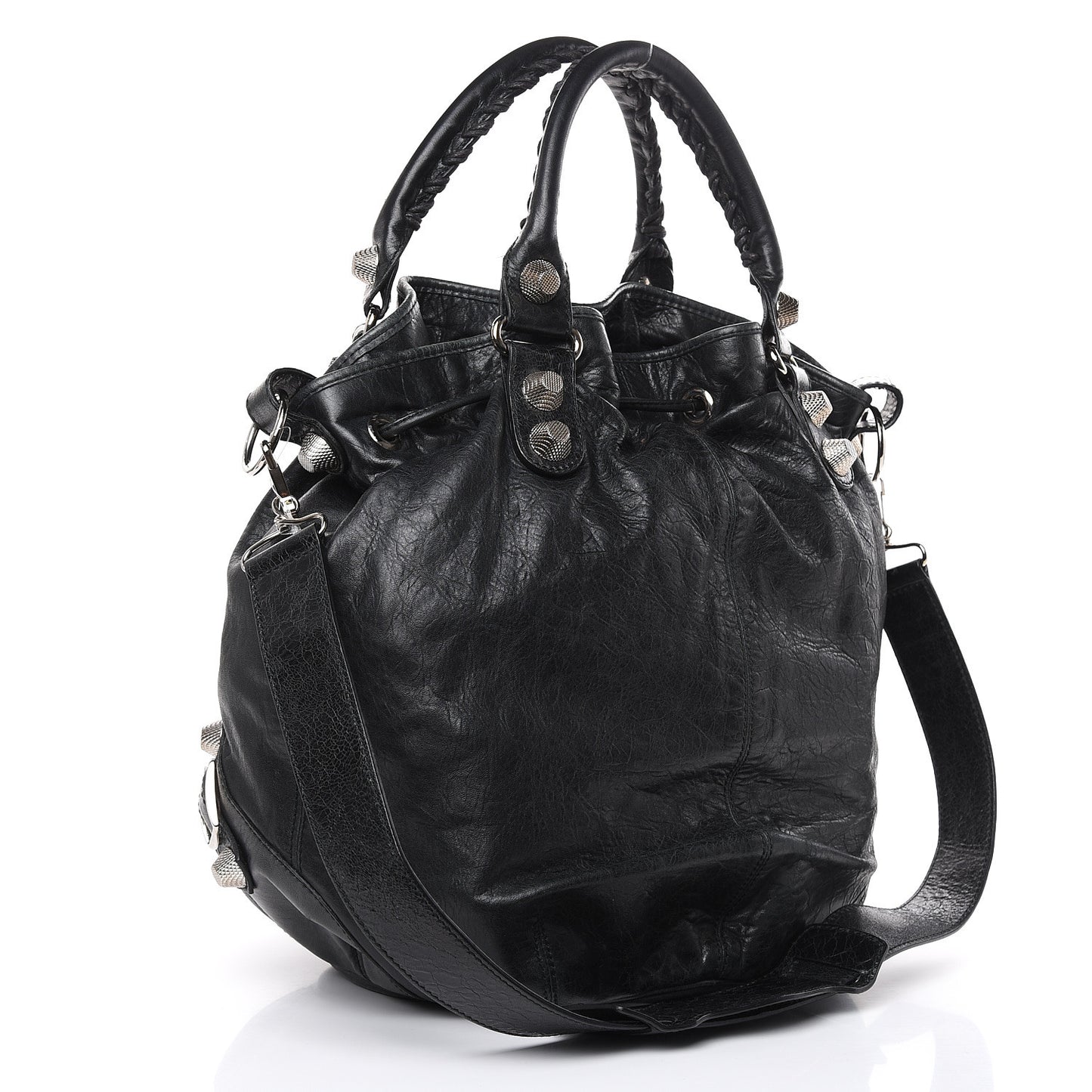 Agneau Giant 21 Silver Hardware Pompon Black