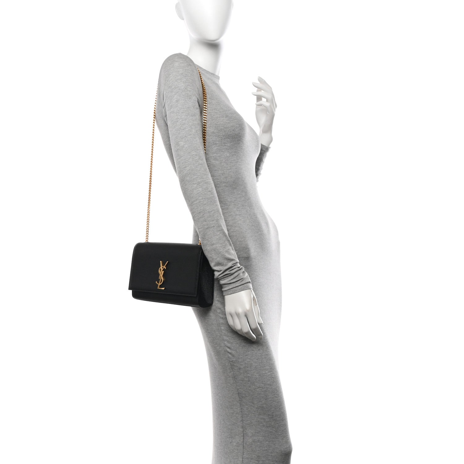 Saint Laurent Grain De Poudre Medium Classic Monogram Kate Satchel Black 2 of 10