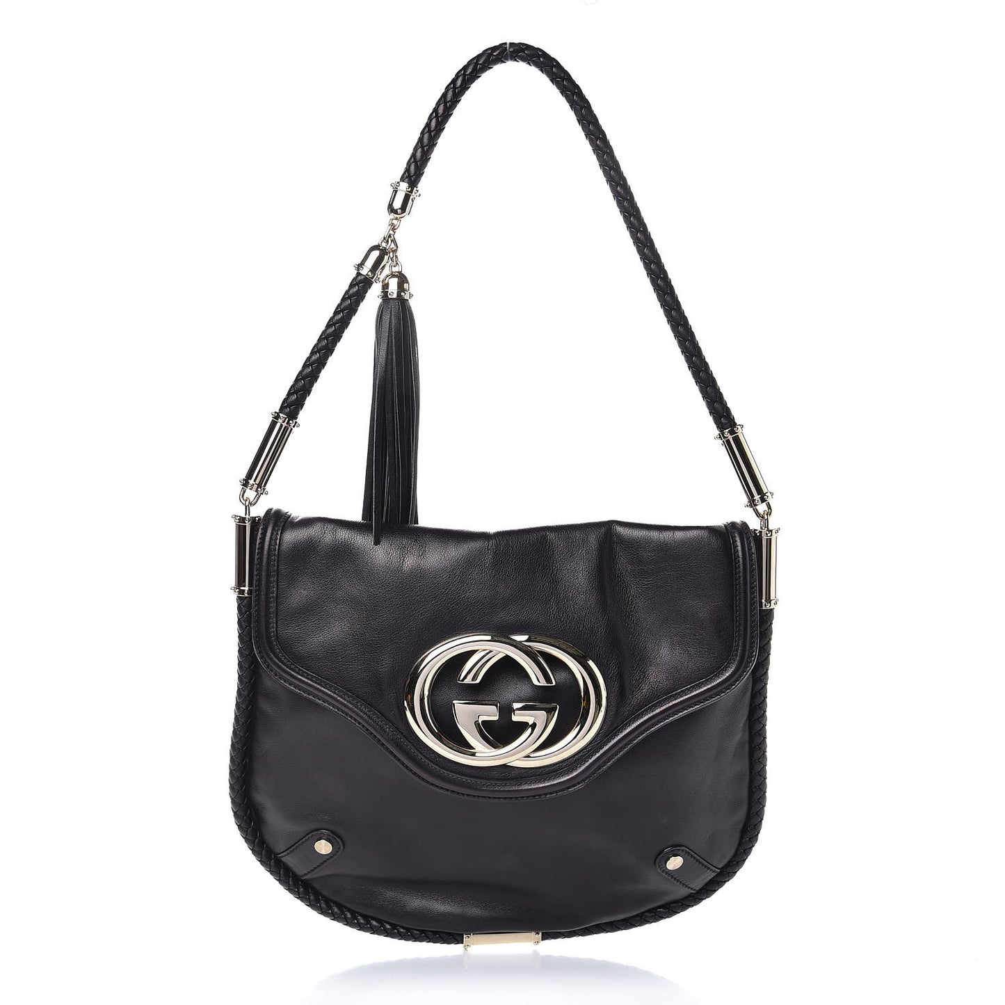 Calfskin Medium Britt Tassel Shoulder Bag Black