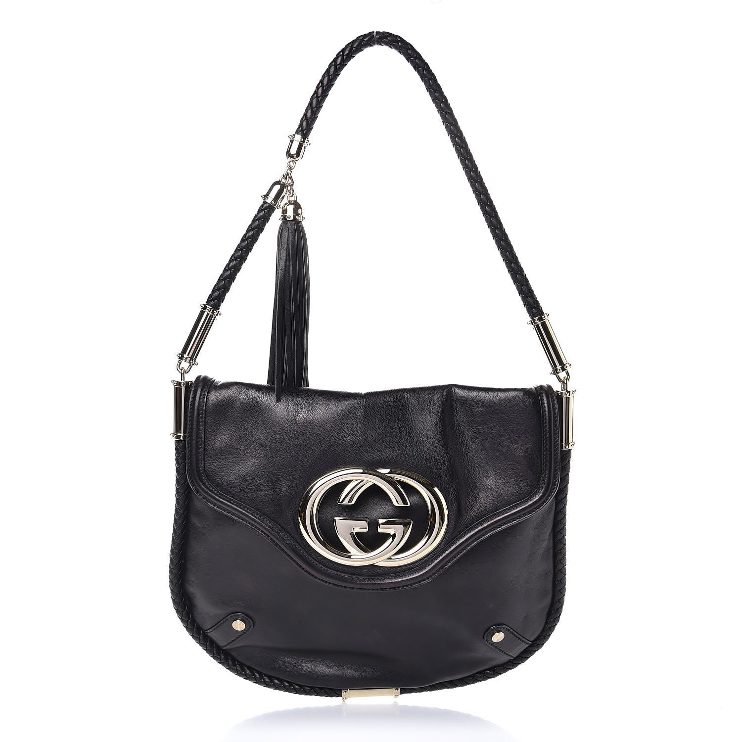 Gucci Calfskin Medium Britt Tassel Shoulder Bag Black 1 of 9