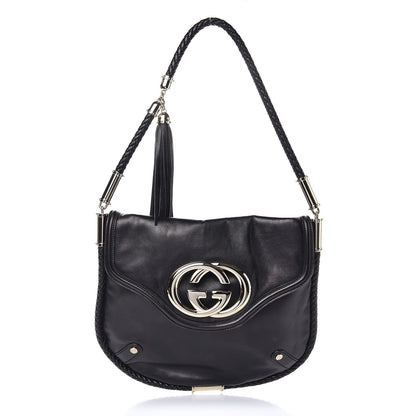 Gucci Calfskin Medium Britt Tassel Shoulder Bag Black 1 of 9