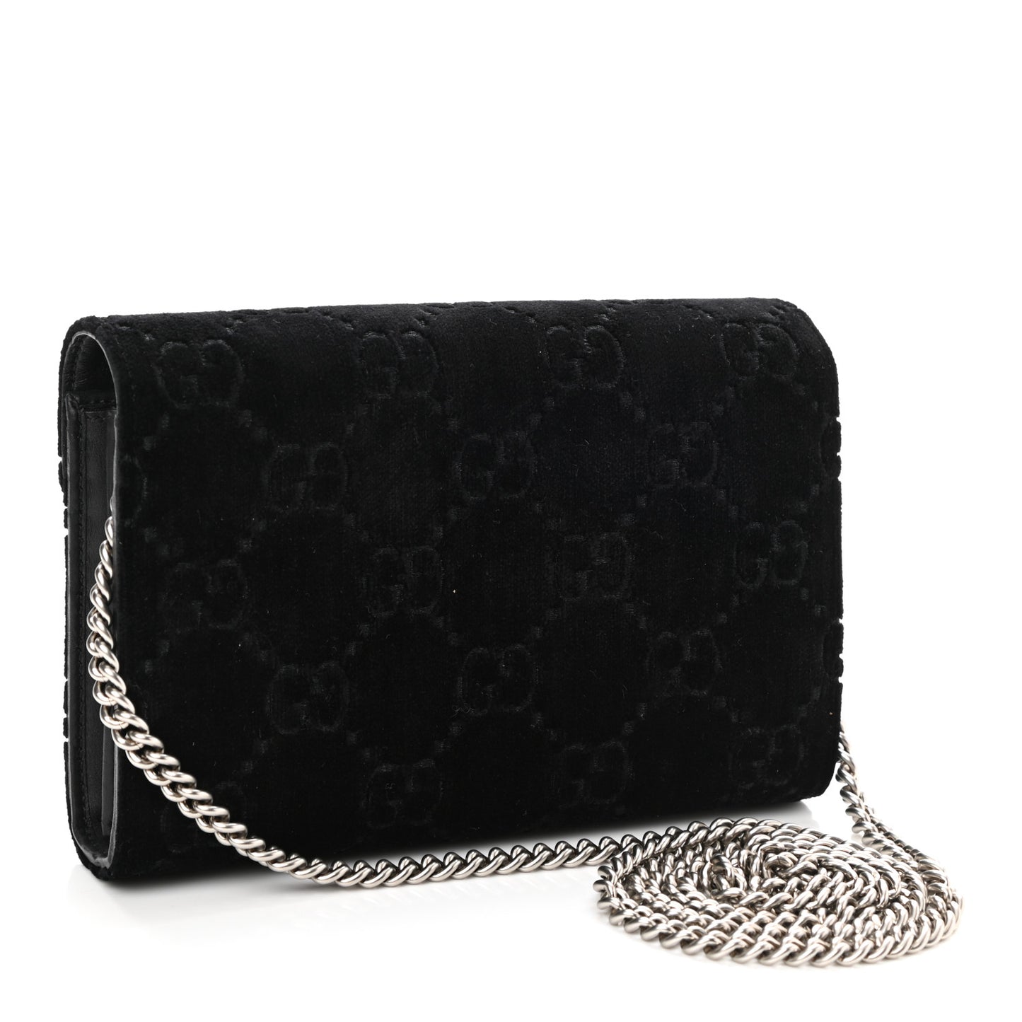 Velvet GG Monogram Mini Dionysus Chain Wallet Black