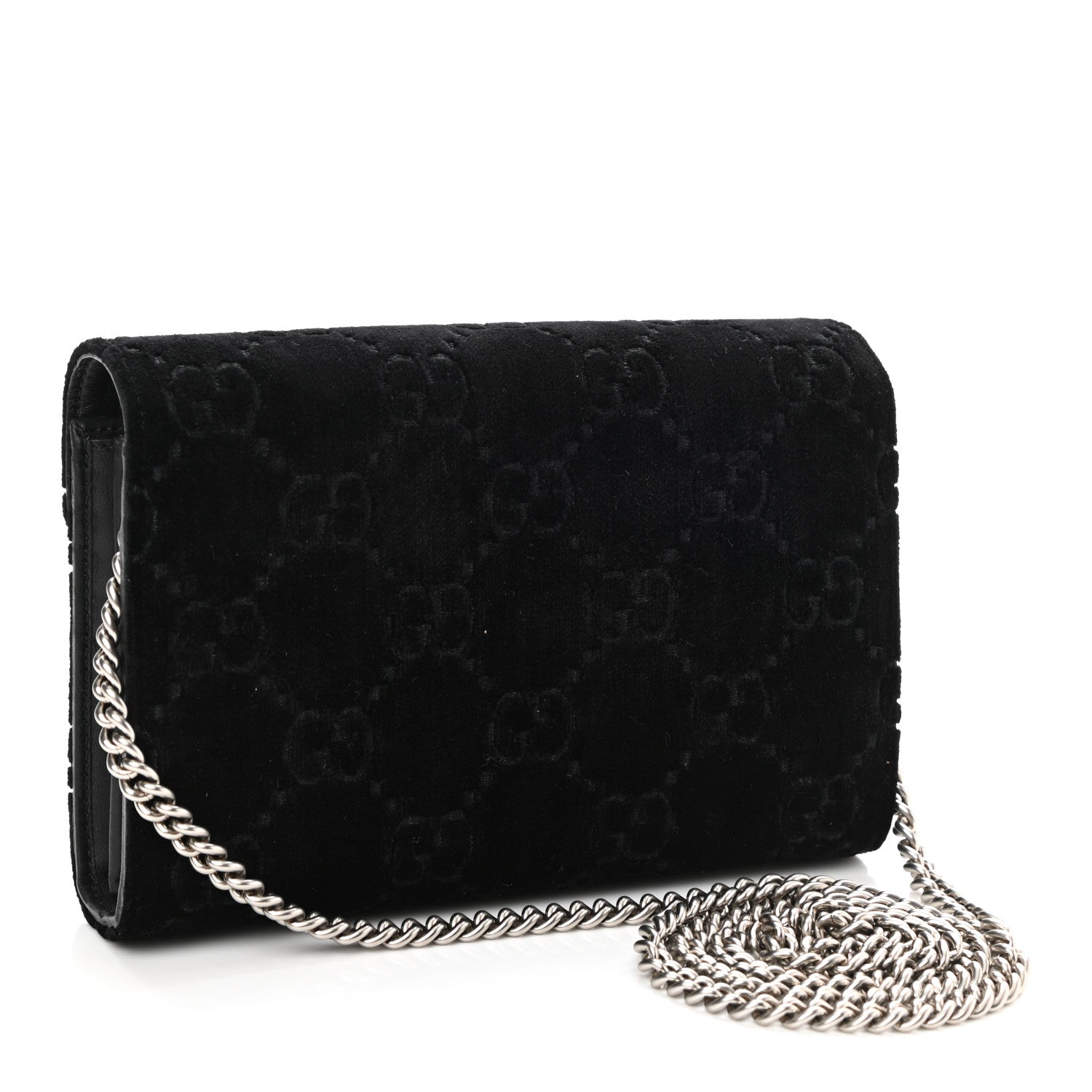 Gucci Velvet GG Monogram Mini Dionysus Chain Wallet Black 3 of 8