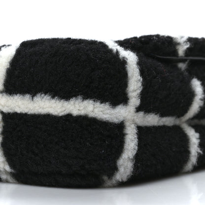 Chanel Shearling Lambskin Large Fluffy Tartan Single Flap Black White 10 of 11