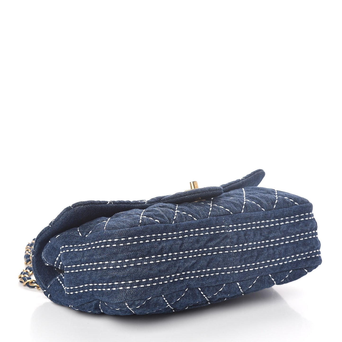 Denim Quilted Single Flap Blue