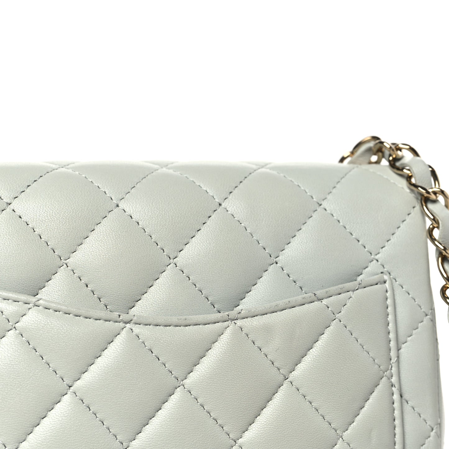 Lambskin Quilted Mini Square Flap Grey