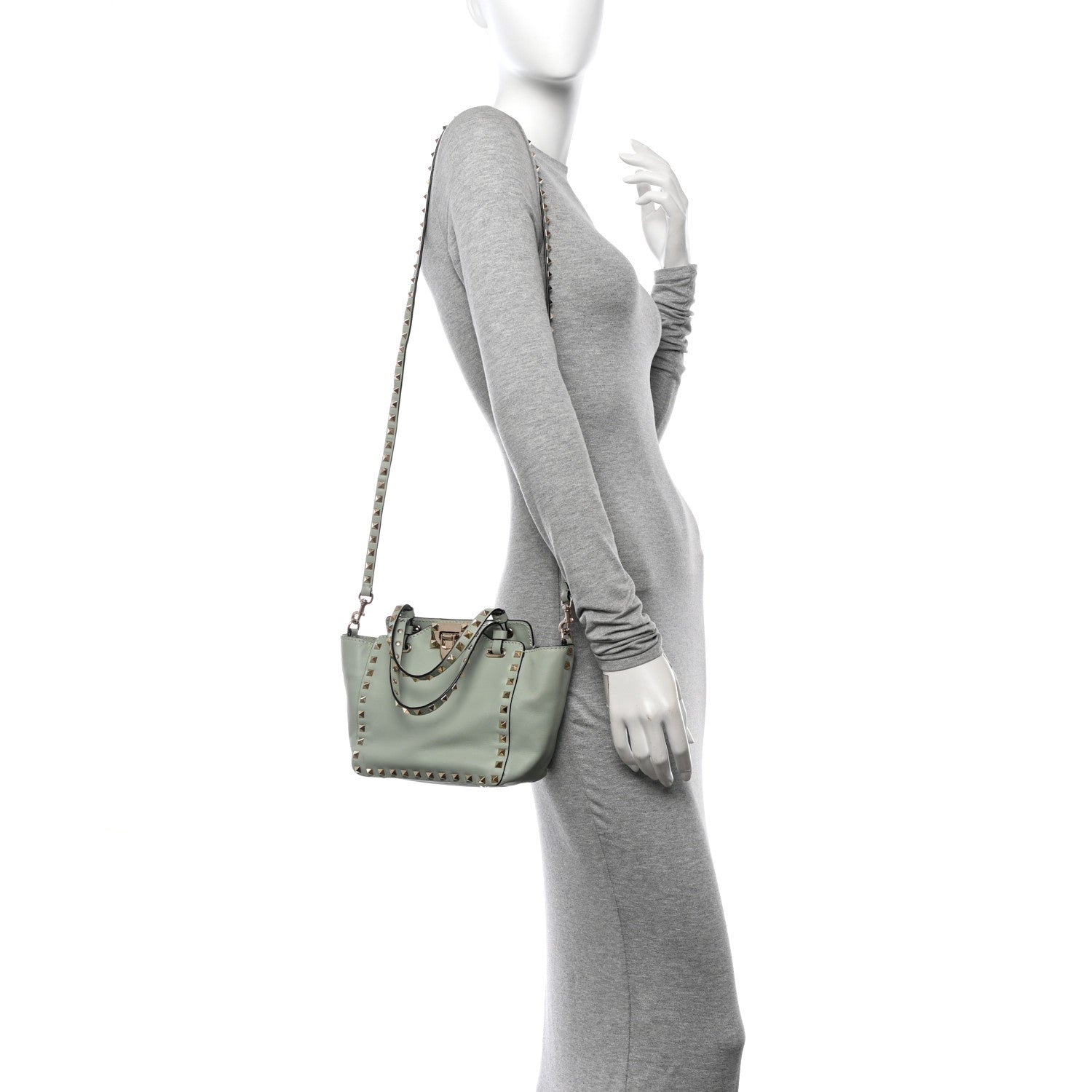 Valentino Garavani Vitello Mini Rockstud Tote Green Tea Sorbet 2 of 10