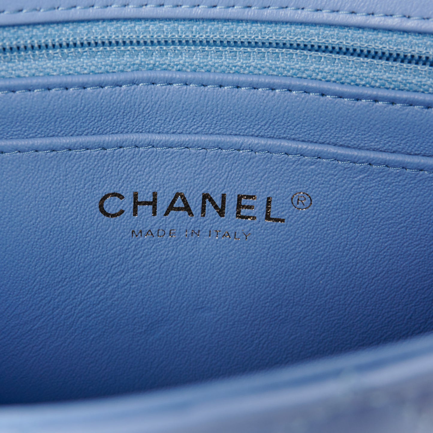 Lambskin Quilted Mini Rectangular Flap Light Blue