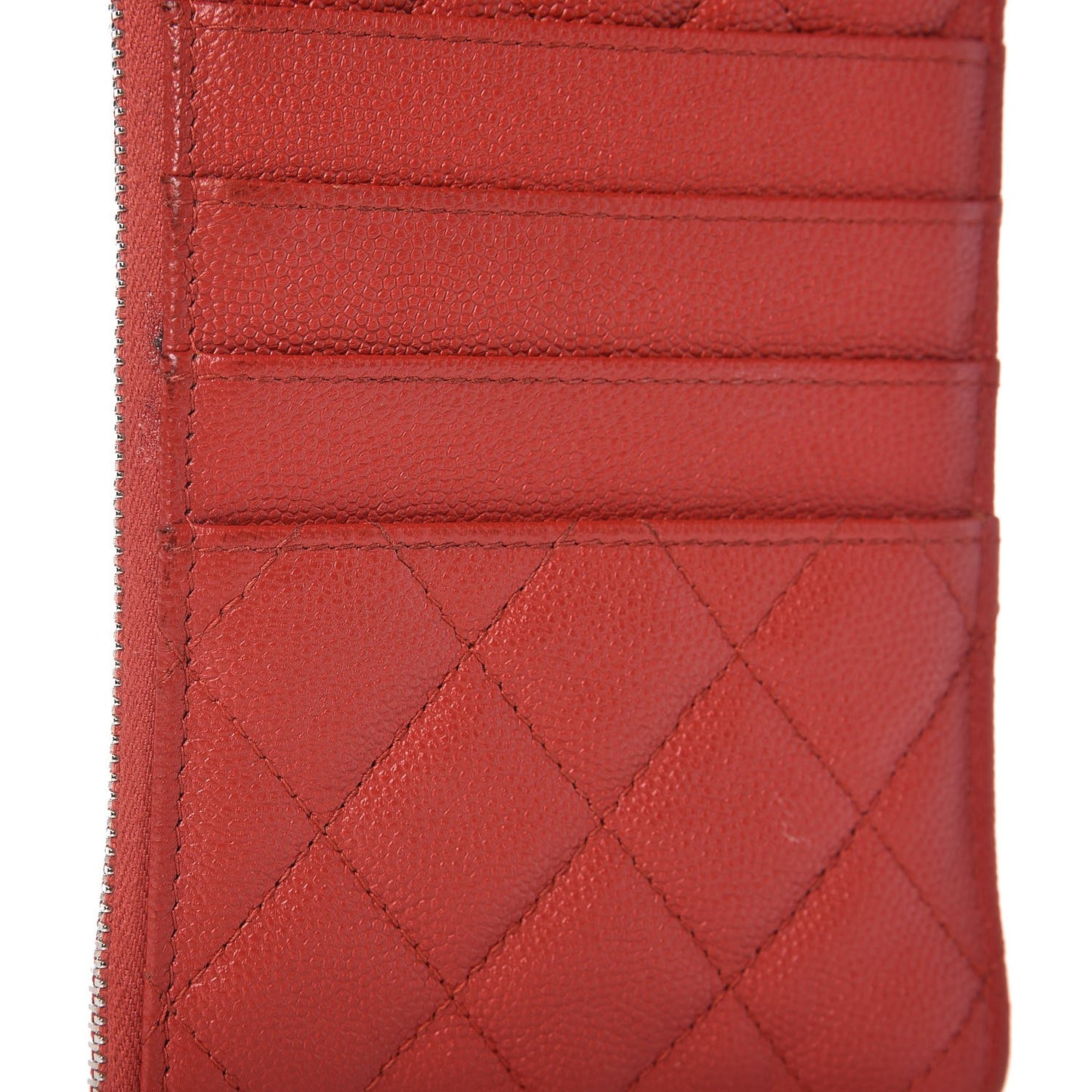 Caviar Quilted Classic Flat Wallet Pouch Red