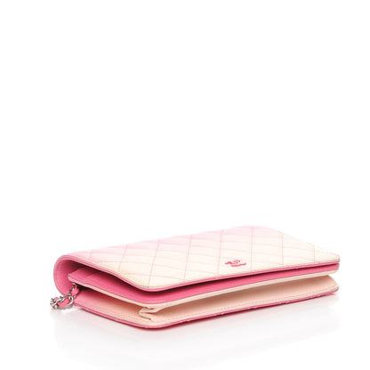 Chanel Faded Lambskin Quilted Zephyr Wallet on Chain WOC Dark Pink 4 of 10