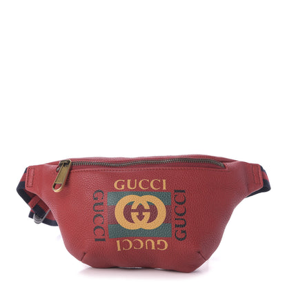 Gucci Grained Calfskin Small Logo Belt Bag Hibiscus Red 1 of 9