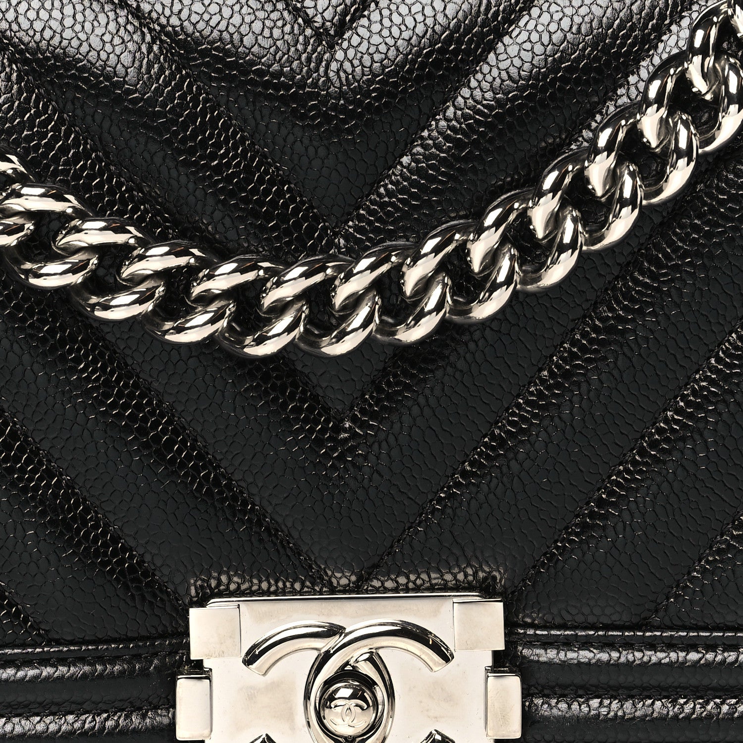 Chanel Caviar Chevron Quilted Medium Boy Flap Black 8 of 10