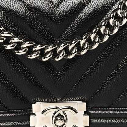 Chanel Caviar Chevron Quilted Medium Boy Flap Black 8 of 10