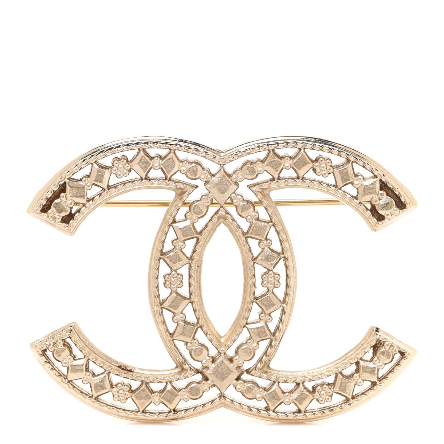 Metal CC Brooch Gold