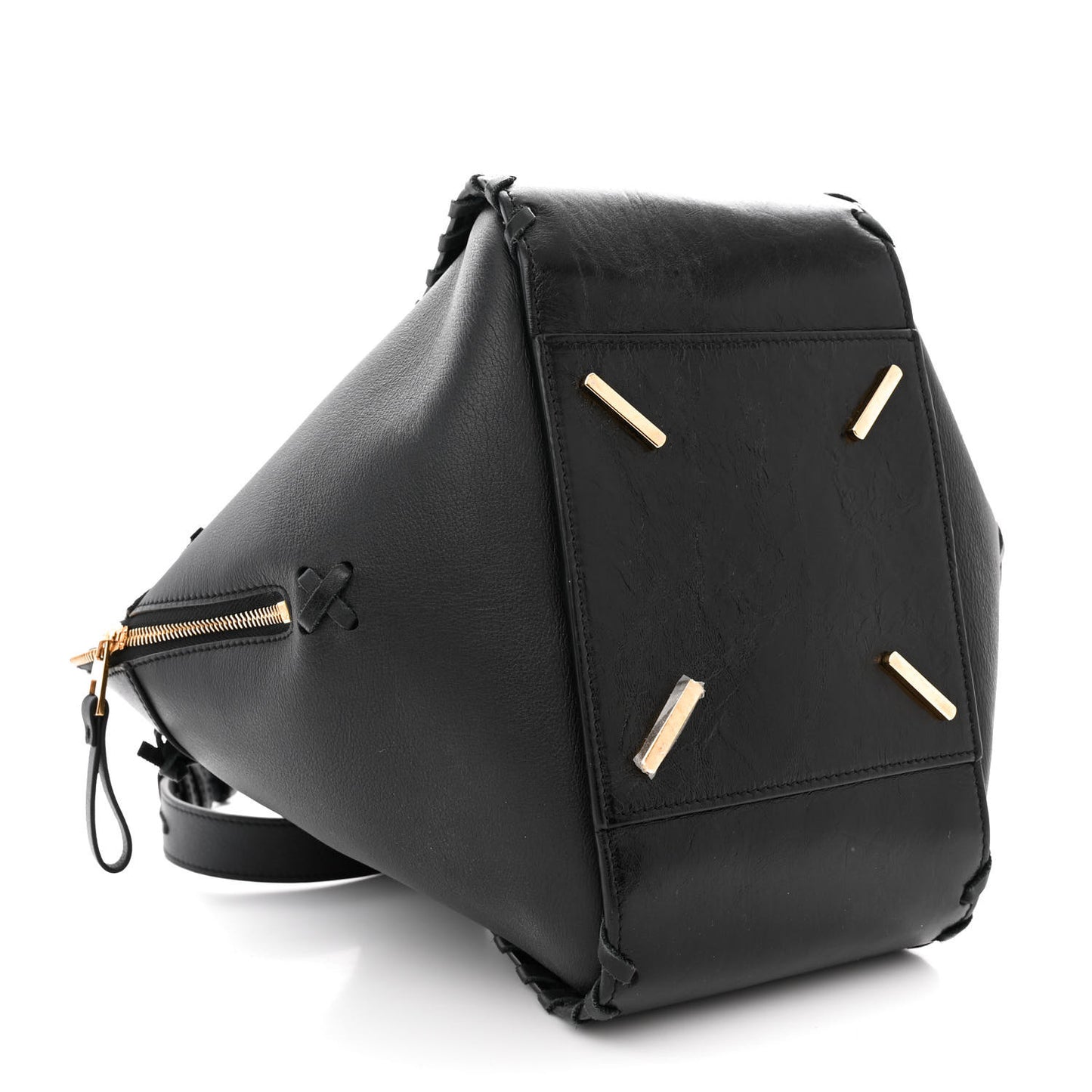 Calfskin Small Whipstitch Hammock Shoulder Bag Black