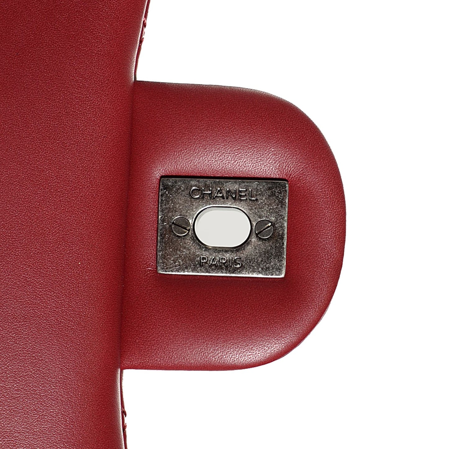 Calfskin Quilted Large Double Touch Flap Red
