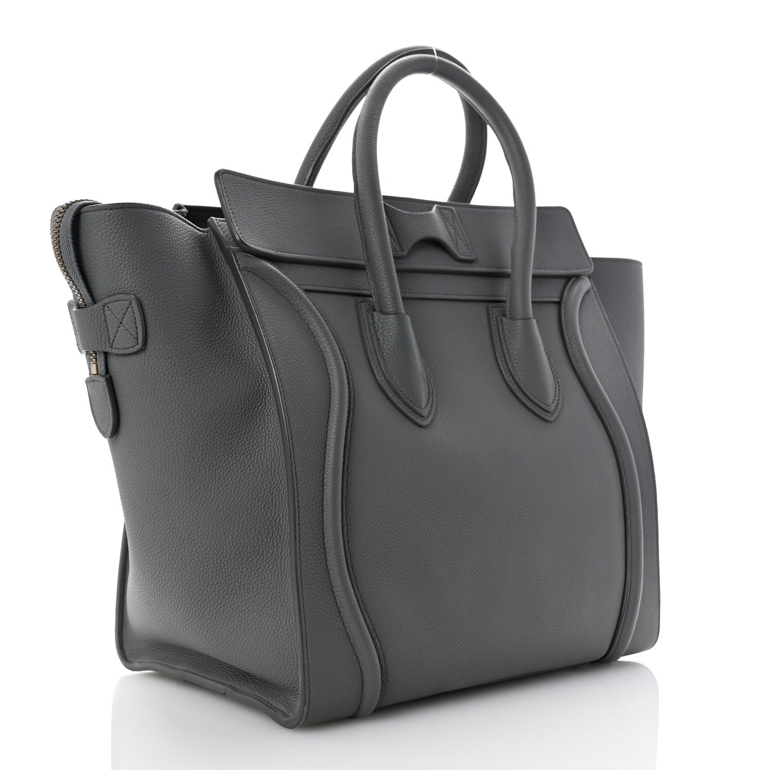 Celine Drummed Calfskin Mini Luggage Kohl 3 of 10