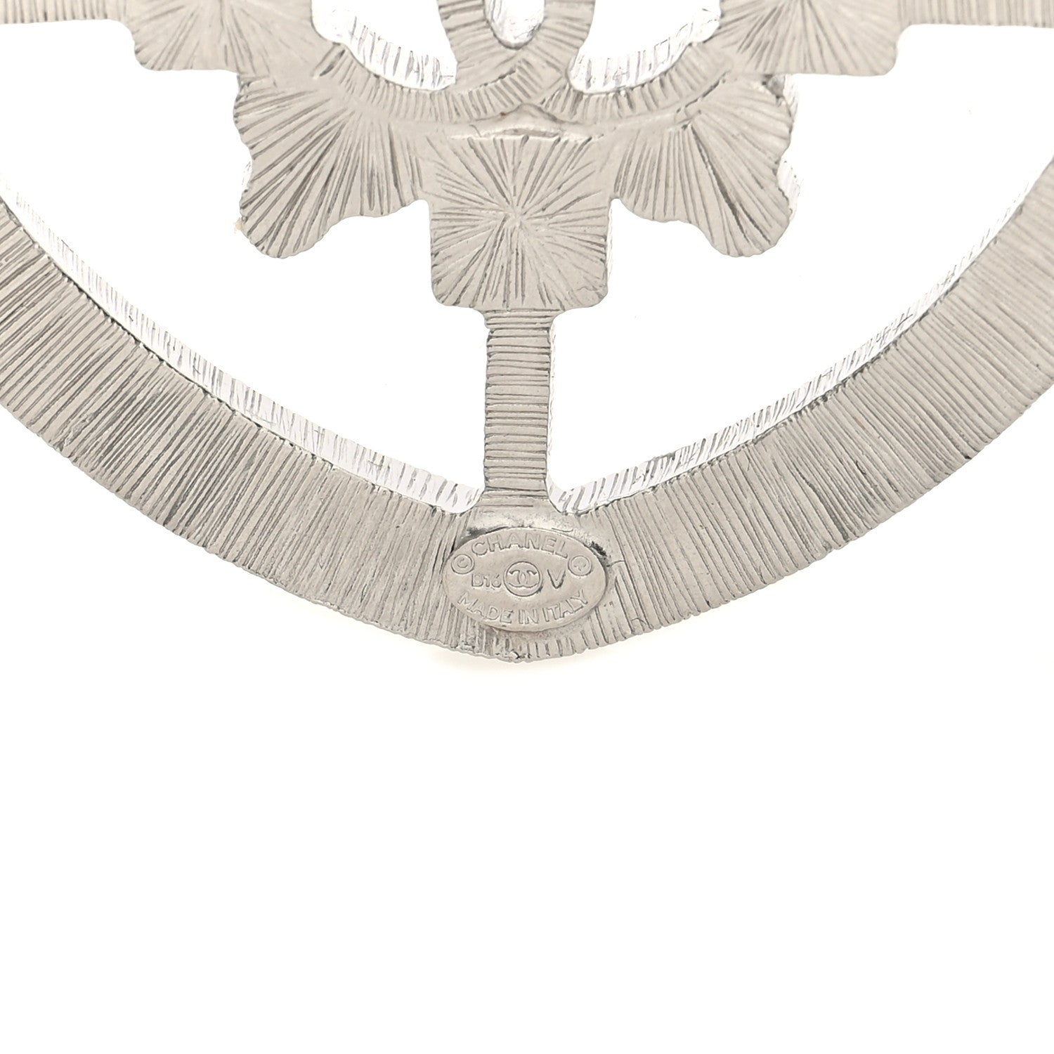 Chanel Swarovski Baguette Crystal CC Shield Brooch Silver 3 of 3