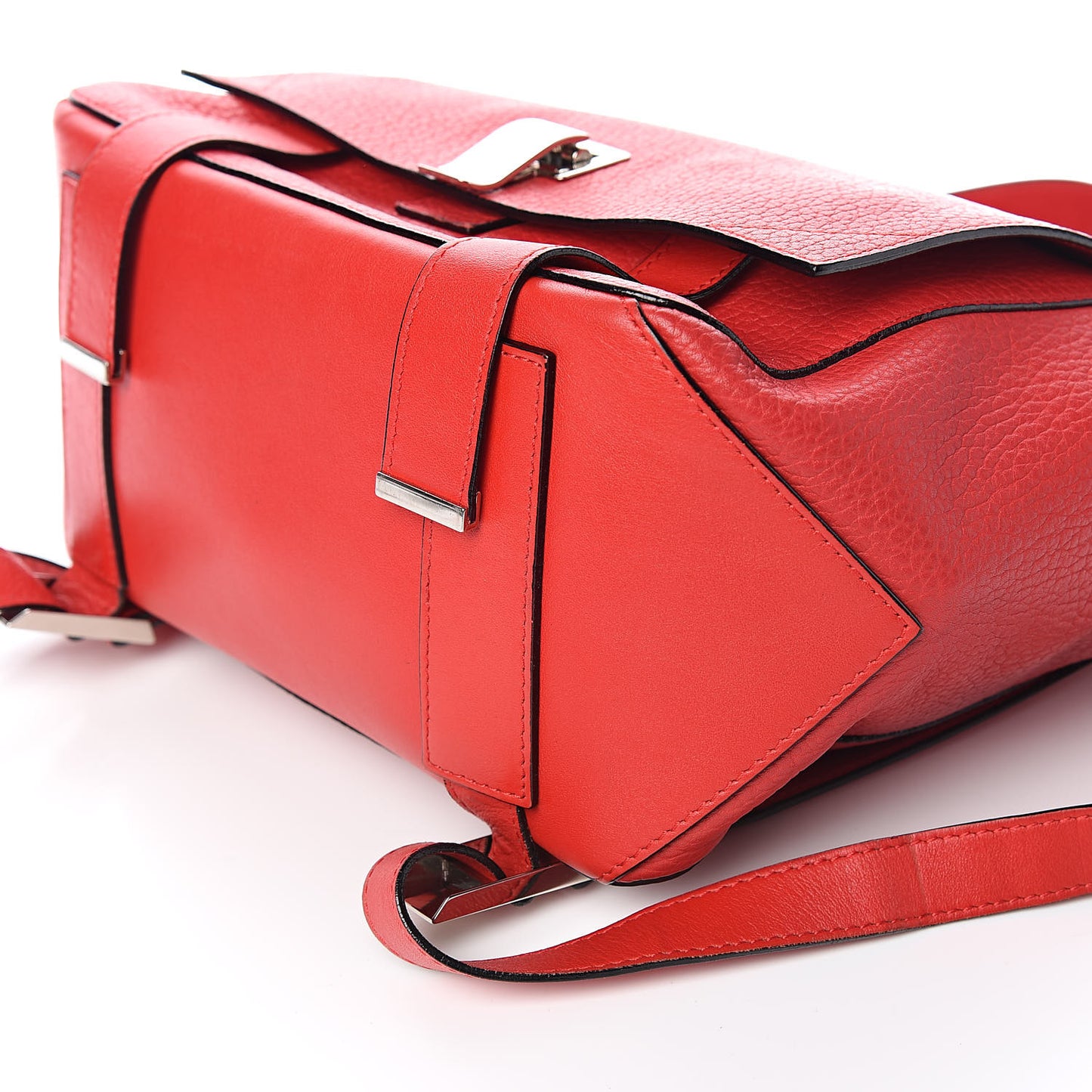 Pebbled Calfskin PS Courier Backpack Red