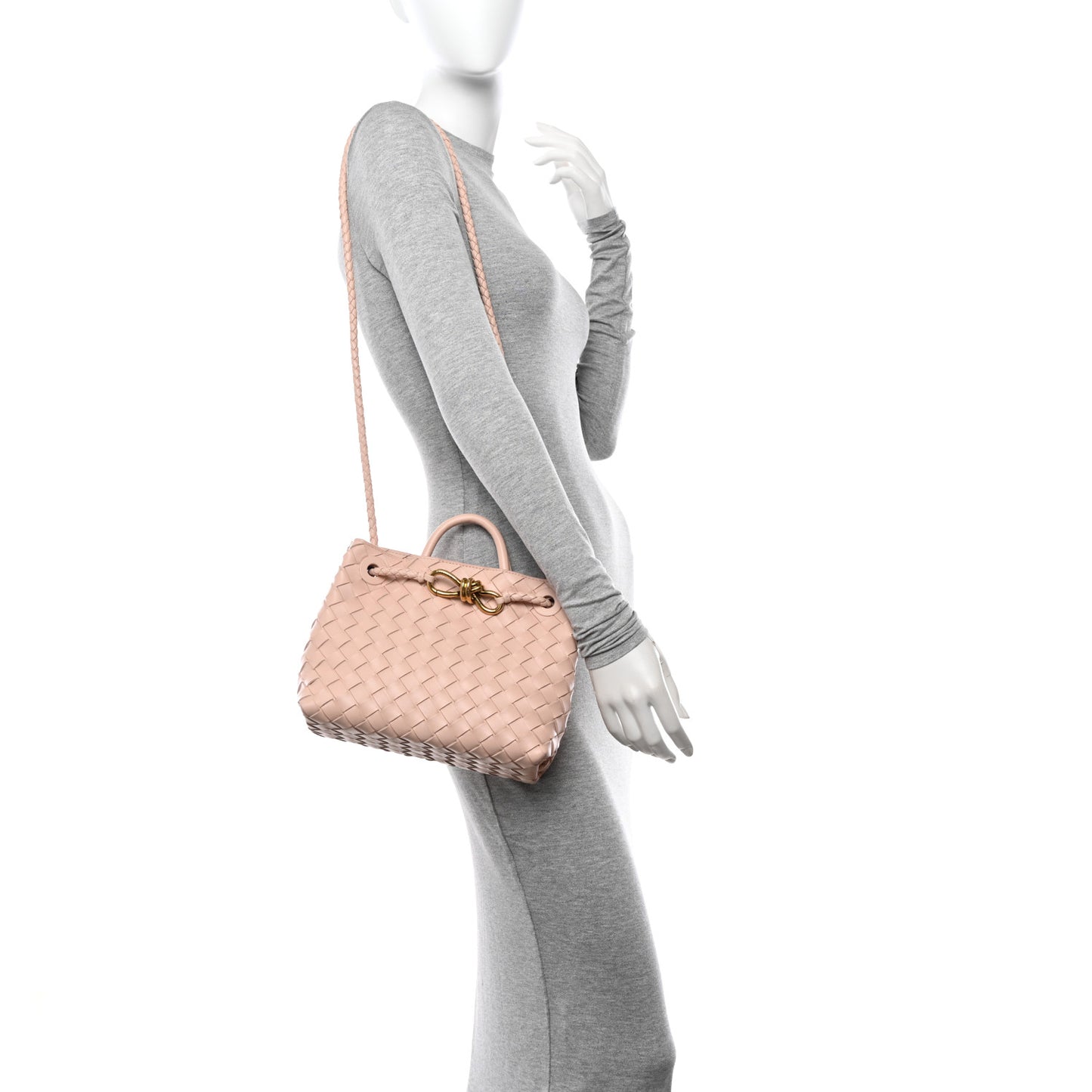 Nappa Intrecciato Small Andiamo Shoulder Bag Nude