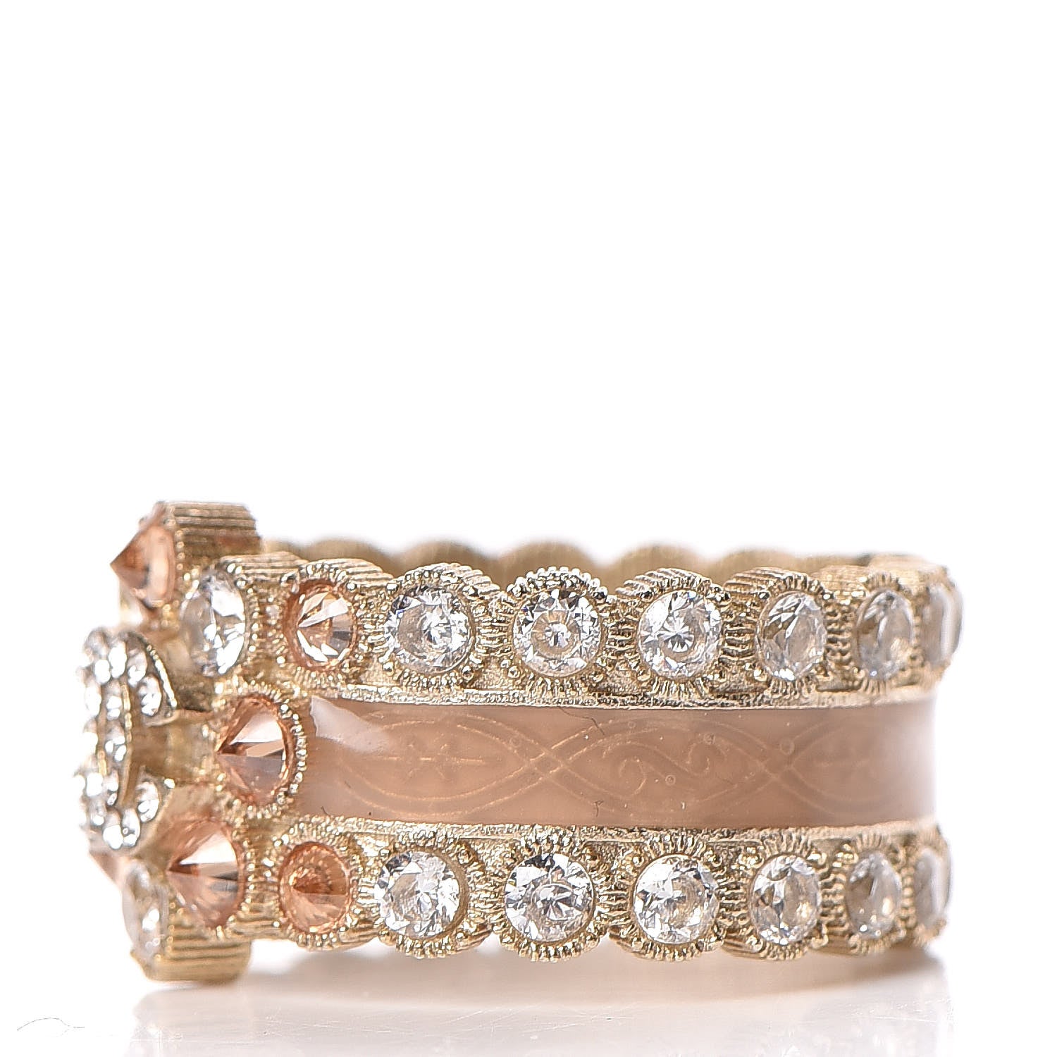 Chanel Crystal Enamel CC Ring 7 Gold 3 of 5