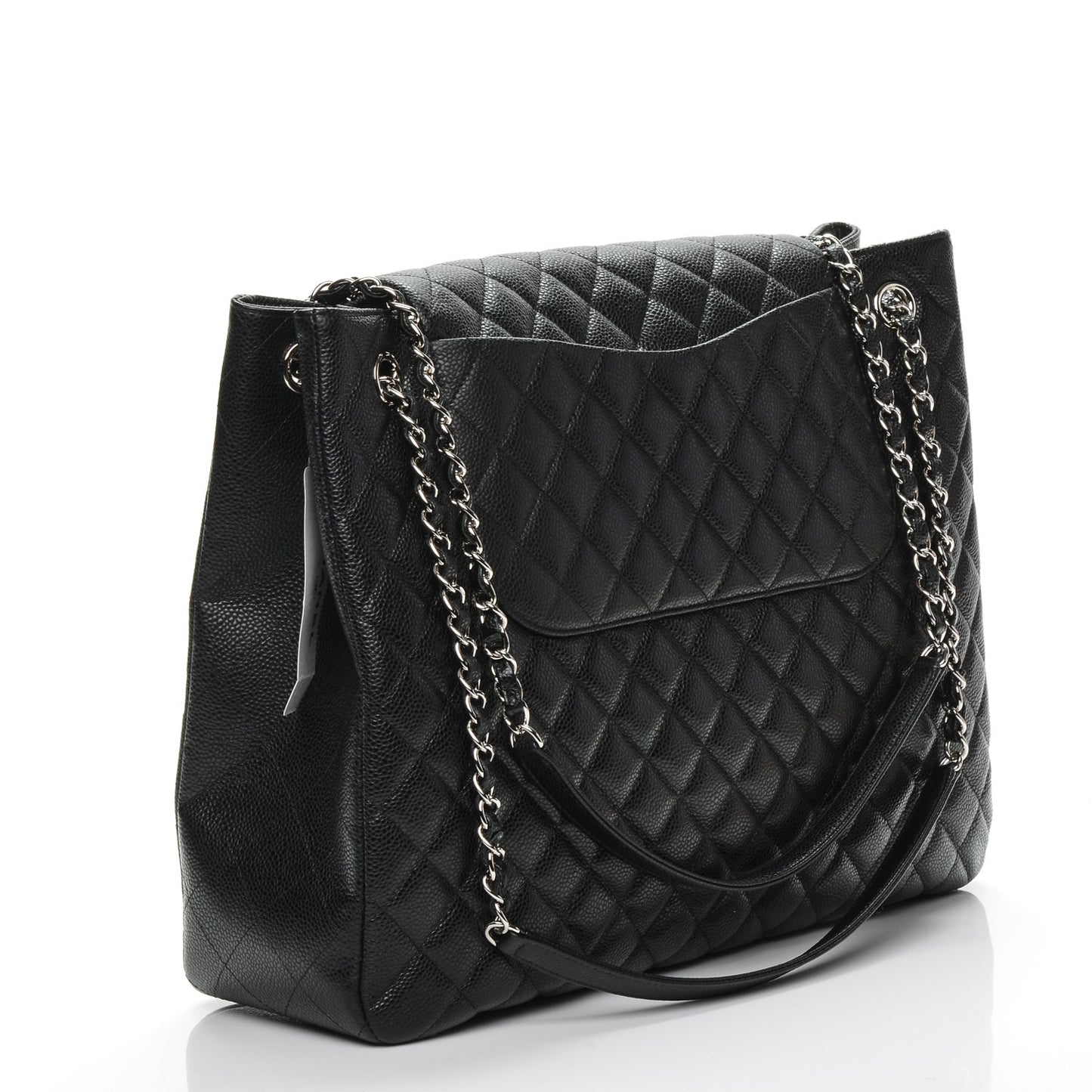 Caviar Quilted Flap Tote Black