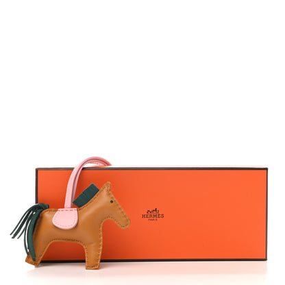 Hermes Milo Lambskin Grigri Rodeo Horse Bag Charm PM Sesame Malachite Rose Sakura 5 of 5