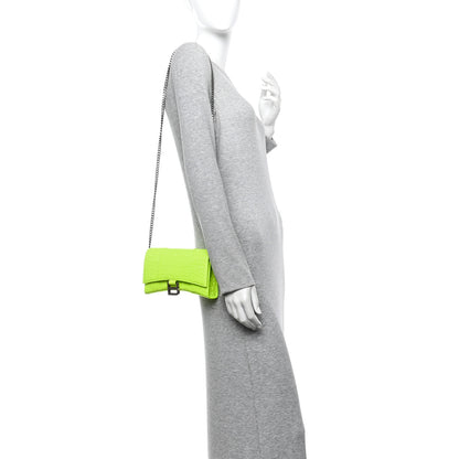 Balenciaga Shiny Calfskin Crocodile Embossed Hourglass Chain Bag Fluo Yellow 2 of 9