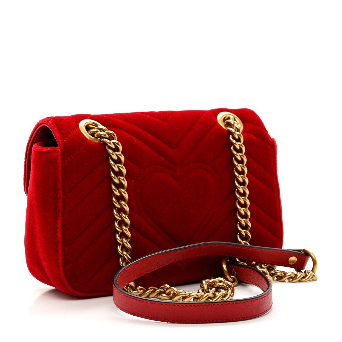 Velvet Matelasse Mini GG Marmont Shoulder Bag Hibiscus Red