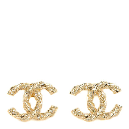 Chanel Crystal Twisted CC Earrings Gold 1 of 5
