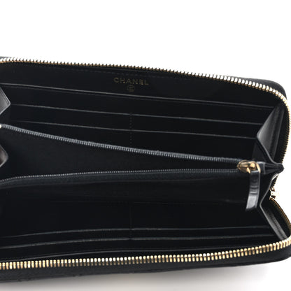 Chanel Aged Calfskin Quilted Lucky Charms 2.55 Reissue Zip Around Long Wallet Black 5 of 9