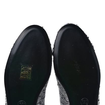 Chanel Tweed Sequin Cap Toe Ballerina Flats 39 Black Blue 8 of 8