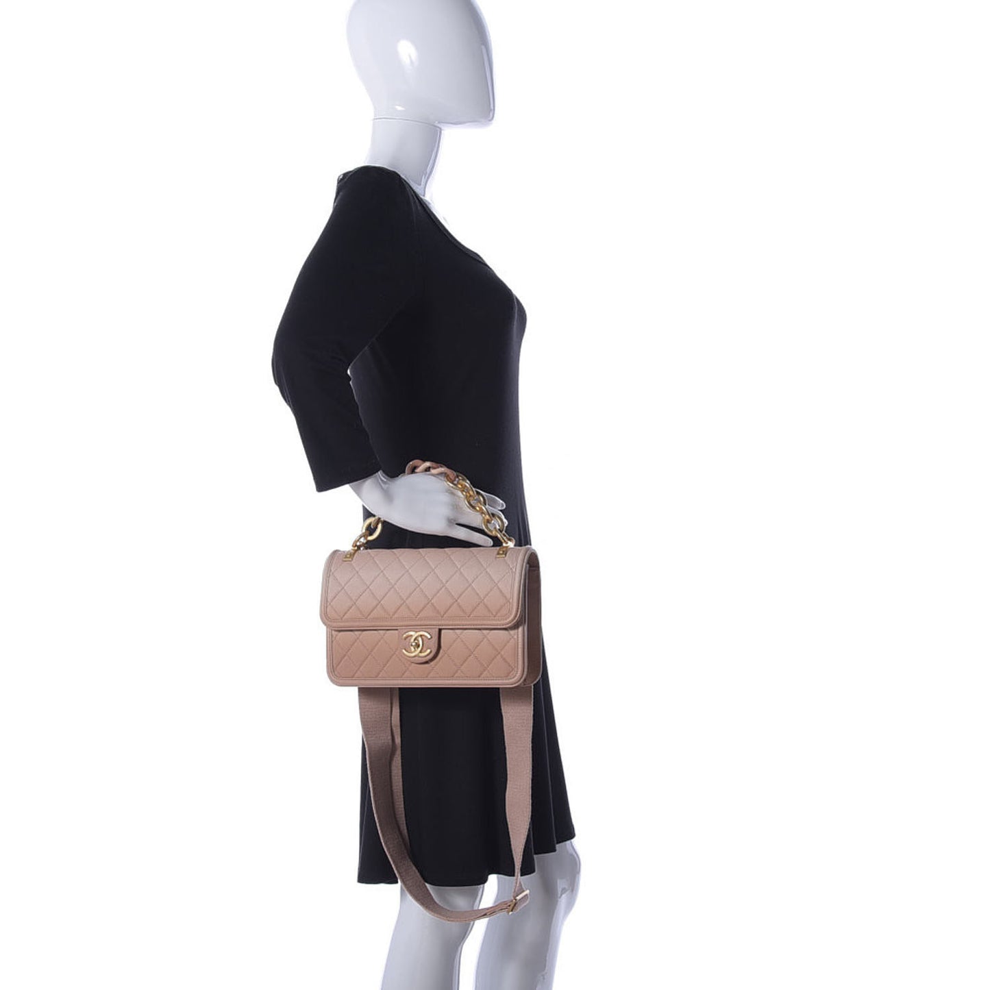 Caviar Quilted Medium Sunset On The Sea Flap Beige