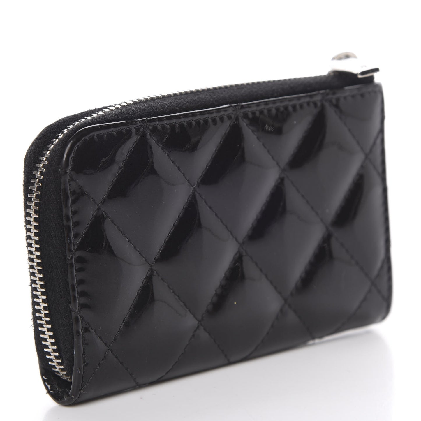 Patent Quilted Brilliant Key Holder Case Black