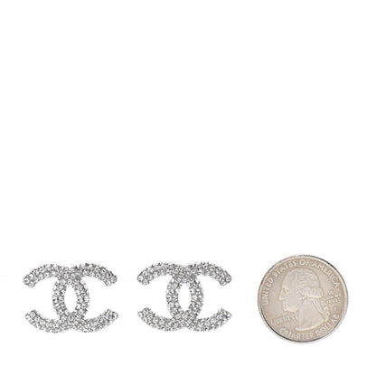 Chanel Crystal CC Earrings Silver 2 of 5